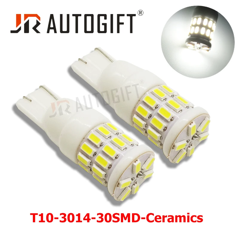 100x T10 w5w Car LED 3014 30SMD Signal Lights ceramic 194 4014 led Auto Reading Lamp Wedge Tail Side Bulbs white 12V car styling