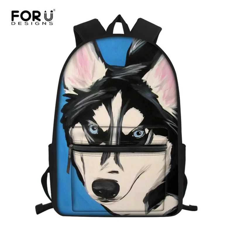 FORUDESIGNS Customized Husky Backpack for Teenage Girls Boys Cute Student Kids Schoolbag Cool Primary Children Bookbags Mochila