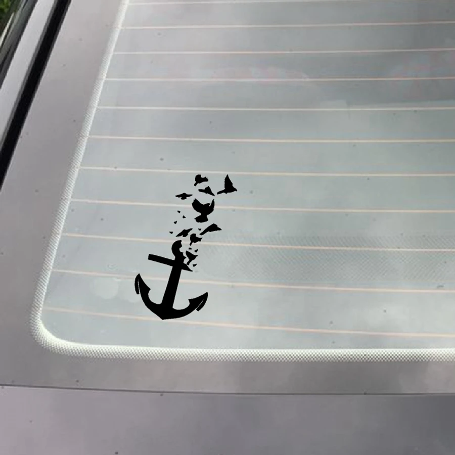 Nautical Anchor With Flying Birds Car Decals -  Creative Arts Vinyl Car Sticker For Car Window Decoration