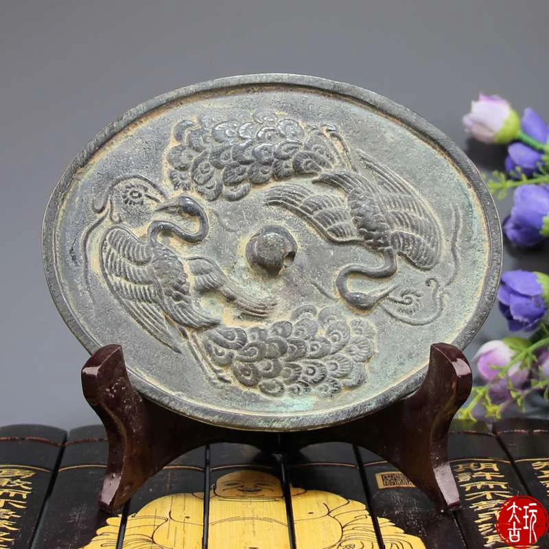 

Rare Antique Bronze Tang mirror Peacock bronze mirror Oval bronze mirror ,Hand-carving crafts,Collection&Adornment,Free shipping