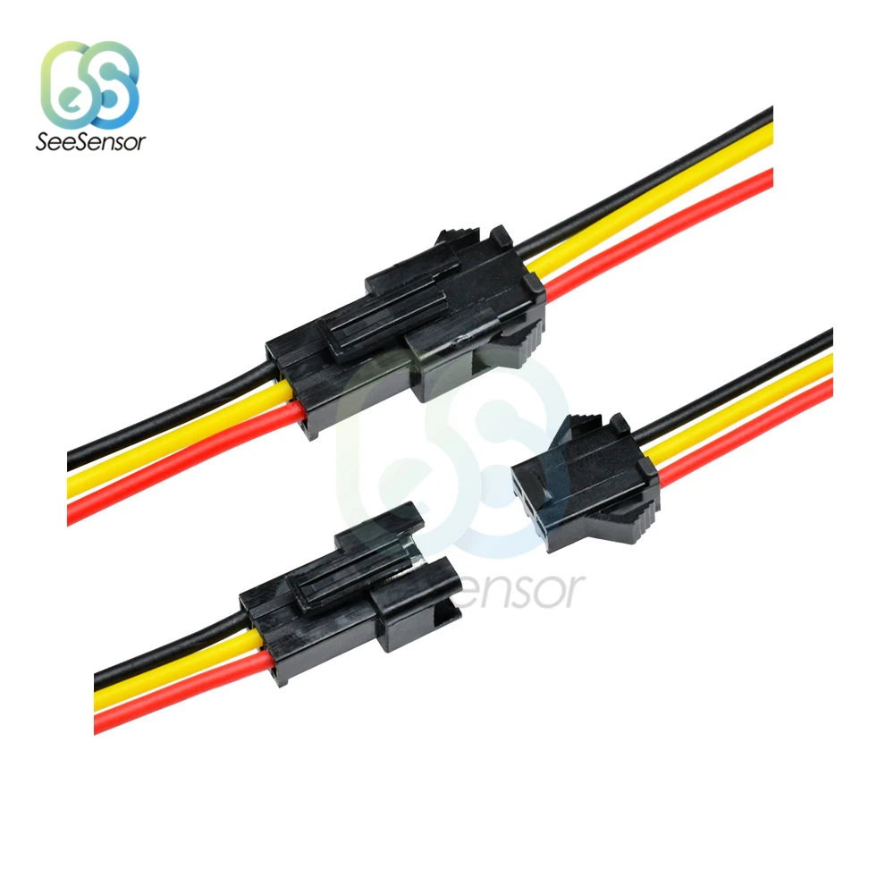 5Pairs 10cm 15cm 30cm Long JST SM 3Pins 3P Plug Male to Female Wire Connector Adapter LED Connectors