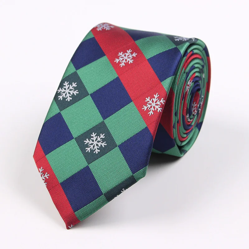 RBOCOTT 2017 Christmas Tie 7.5cm Plaid Neck Ties Men's Fashion Striped Tie Novelty Christmas Tree Snowflake Necktie For Men Gift