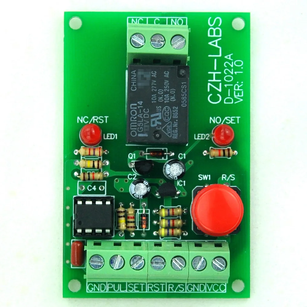 Panel Mount Momentary-Switch/Pulse-Signal Control Latching SPDT Relay Module,24V