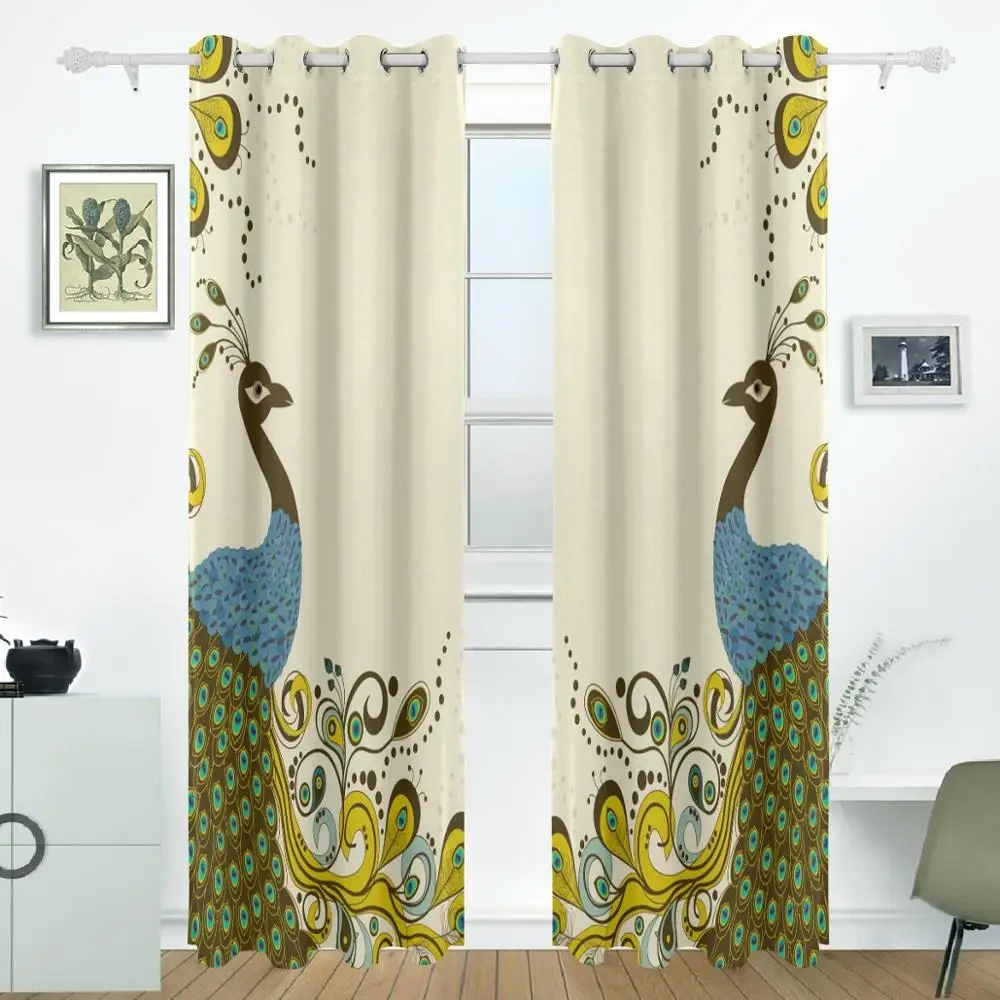 

Peacock Curtains Drapes Panels Darkening Blackout Grommet Room Divider for Patio Window Sliding Glass Door 55x84 Inches