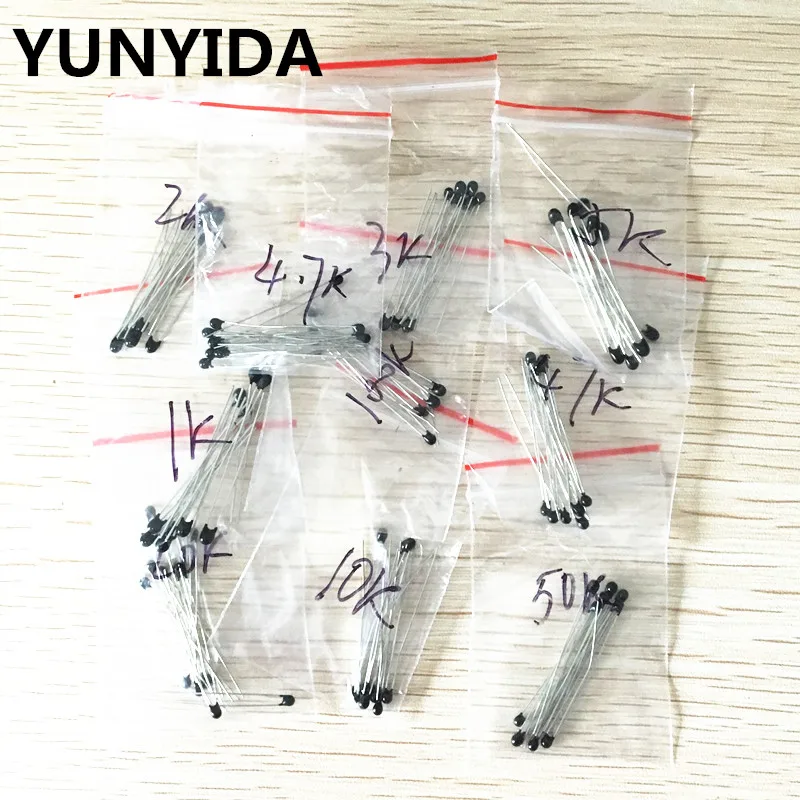 Free Shipping 100pcs=10value*10pcs NTC Thermistor Resistor Kit  NTC-MF52AT 1K 2K 3K 4.7K 5K 10K 20K 47K 50K 100K +-5% 3950B