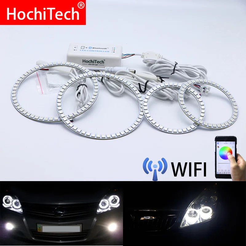 

Wifi Wireless RGB Multi-Color LED Angel Eye Halo Rings Day Light DRL for Opel Astra H NON projector 2007 2008 2009 2010