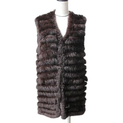 Harppihop 2024 natural rabbit fur knitted vests  new six color good quality lady Rex fur jackets underwaist sleeveless fur vest