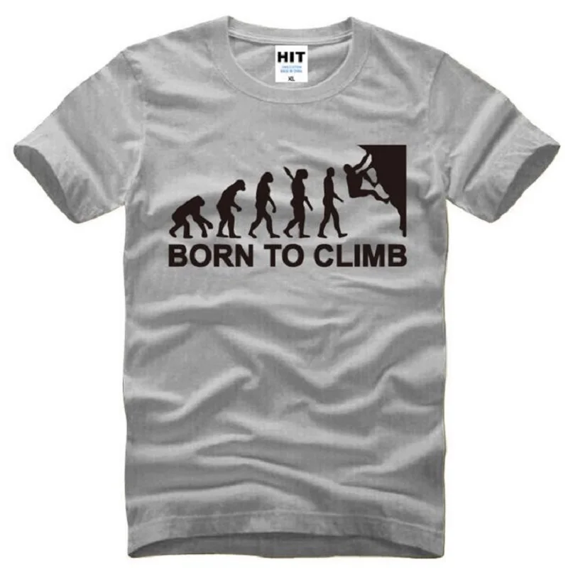 Born To Climb Evolution T Shirts Men Short Sleeve O Neck Cotton Men's T-Shirt Summer Fitness T Shirt For Men Camisetas Hombre