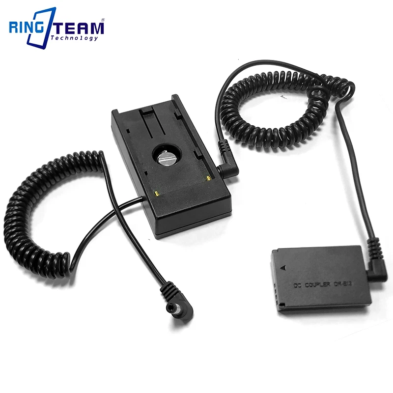 7.2V / 12V NPF Battery Plate with Coiled DC Cable + DRE12 DR-E12 for Canon EOS Digital Cameras EOS M M2 M10 M50 M100