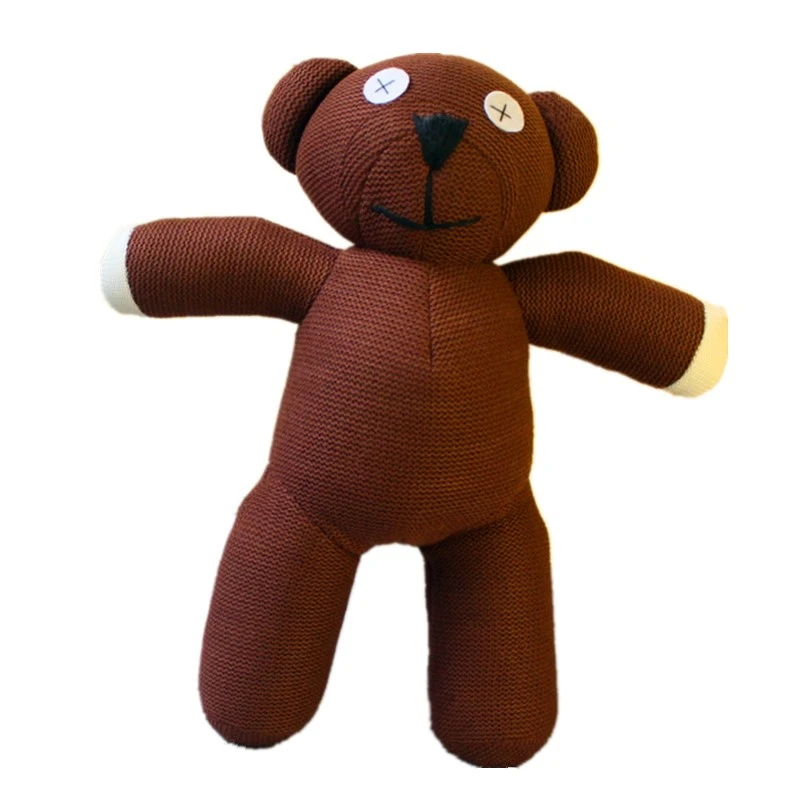 Lavorato a maglia Teddy Bear Mr Bean Teddy Bear Peluche Bambola di Pezza Morbido Marrone Figura Bambola Divertente Regalo Di Compleanno Peluche Giocattolo per dei Bambini del capretto