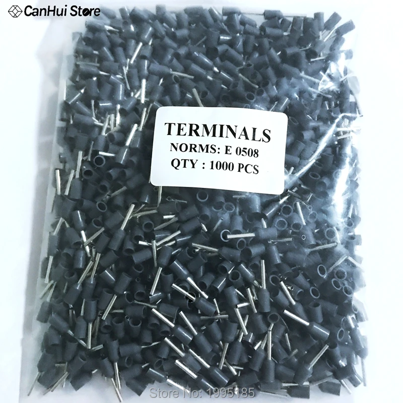 100pcs E0508 Tubular Wire Cold Pressure Connector Electrical Terminals Cable Crimps Wire Ferrules For 0.5mm2, 22 AWG Wire VE0508