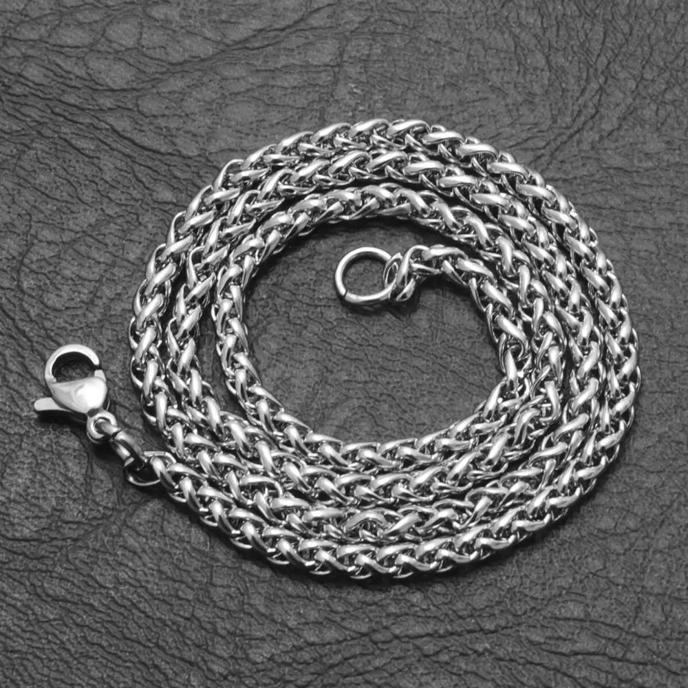 Wholesale Jewelry --  50/60/70/80/90 cm Stainless steel White Long Weave Chain Necklaces for Men Fashion Jewlery No Fade