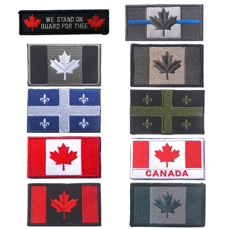 Embroidered Canada Flag Quebec Patch Canadian Maple Leaf Armband Flag Embroidery Patches For Clothing Backpack