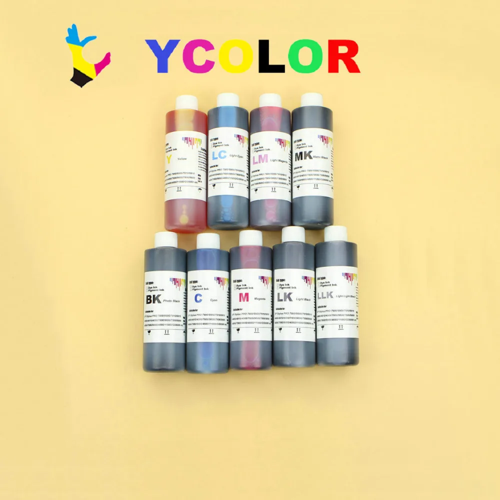 9 color/lot 250ml/bottle Water Based Pigment Ink for Epson P6000 P7000 P8000 P9000 Large Format Printers