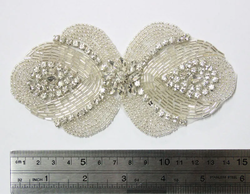 

Free Shipping Wholesale 10pcs/lot 5.8'' Rhinestone Applique for Wedding Gown Bridal Sash Evening Wear Rhinestone Patch LSAP0912