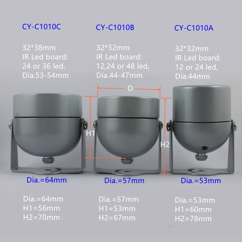 Cámara CCTV IR impermeable, carcasa de Metal, CY-C1010C