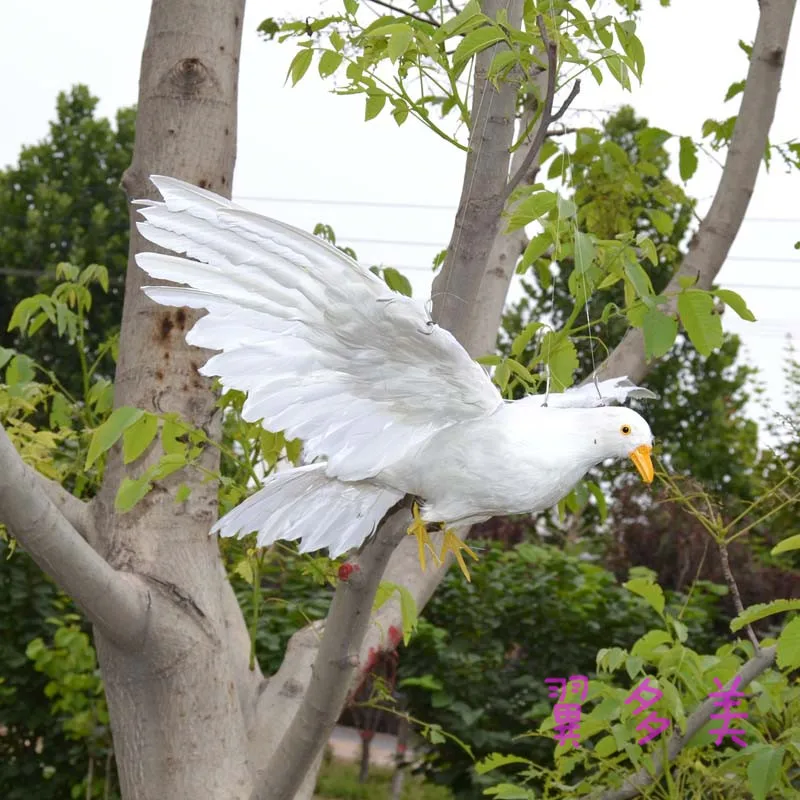 simulation white dove large 42x80cm spreading wings feathers bird of peace ,toy model home decoration gift h1124