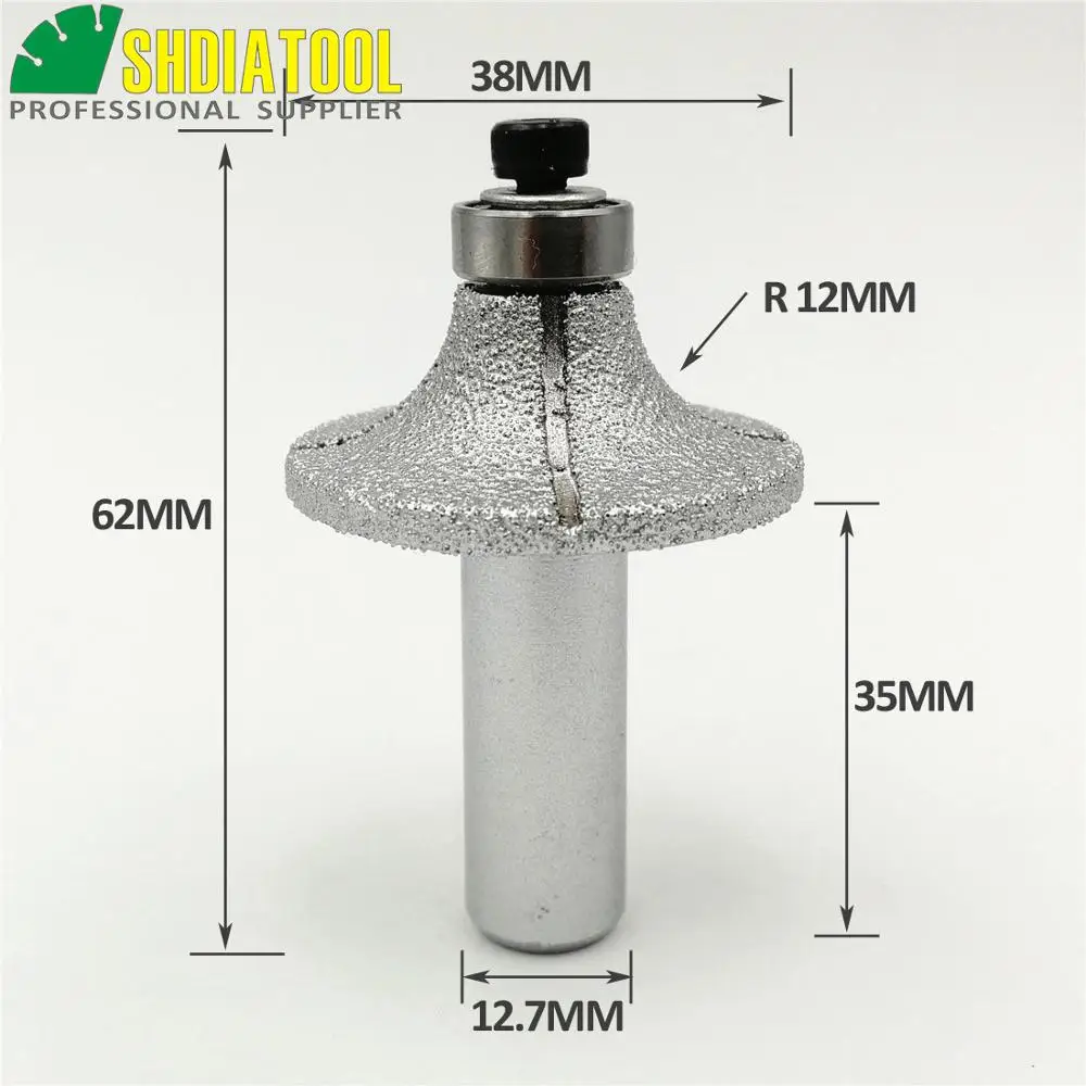 SHDIATOOL No.9 Raduis 12mm Brazed Diamond Router Bits With 1/2