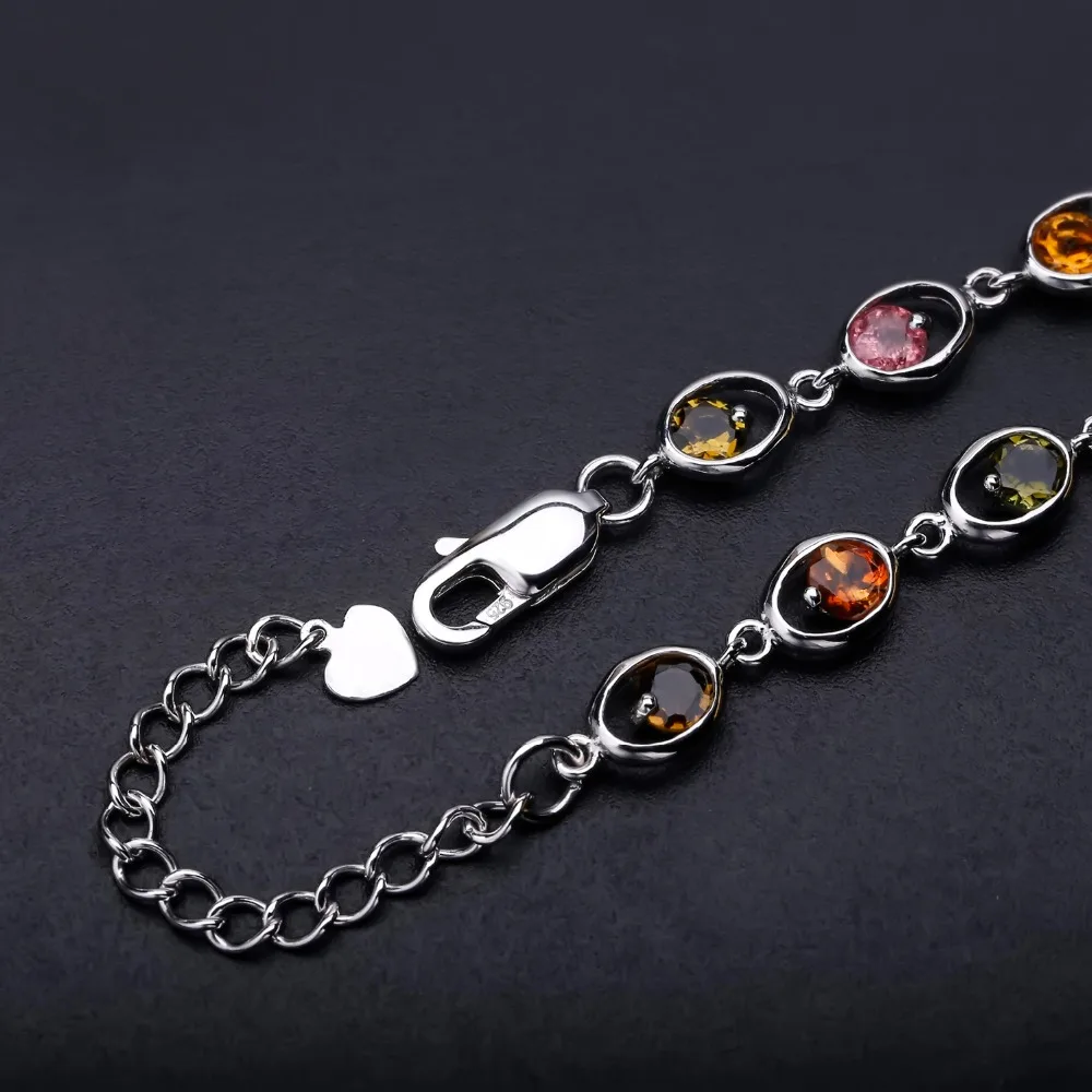 Gem's Ballet 925 Sterling Silver Gemstone Link Bracelet 4.38Ct Natural Tourmaline Bracelets & Bangles For Women Fine Jewelry