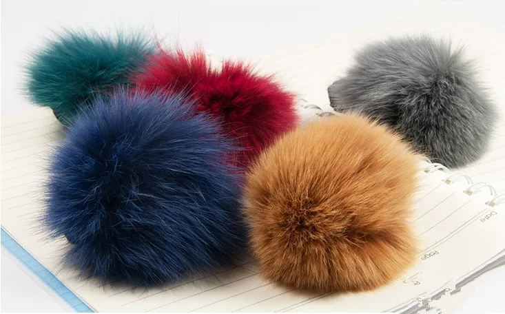 Free Shipping 2 Pieces CX-E-03 Genuine Fox Fur Ball Elastic Hair Band Mixed Colour