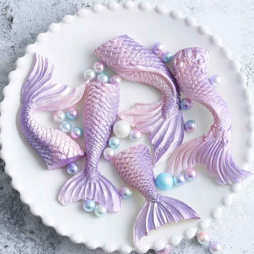 人魚の尾シリコーン金型 Sugarcraft クッキーカップケーキチョコレートベーキングモールドフォンダンケーキデコレーションツール