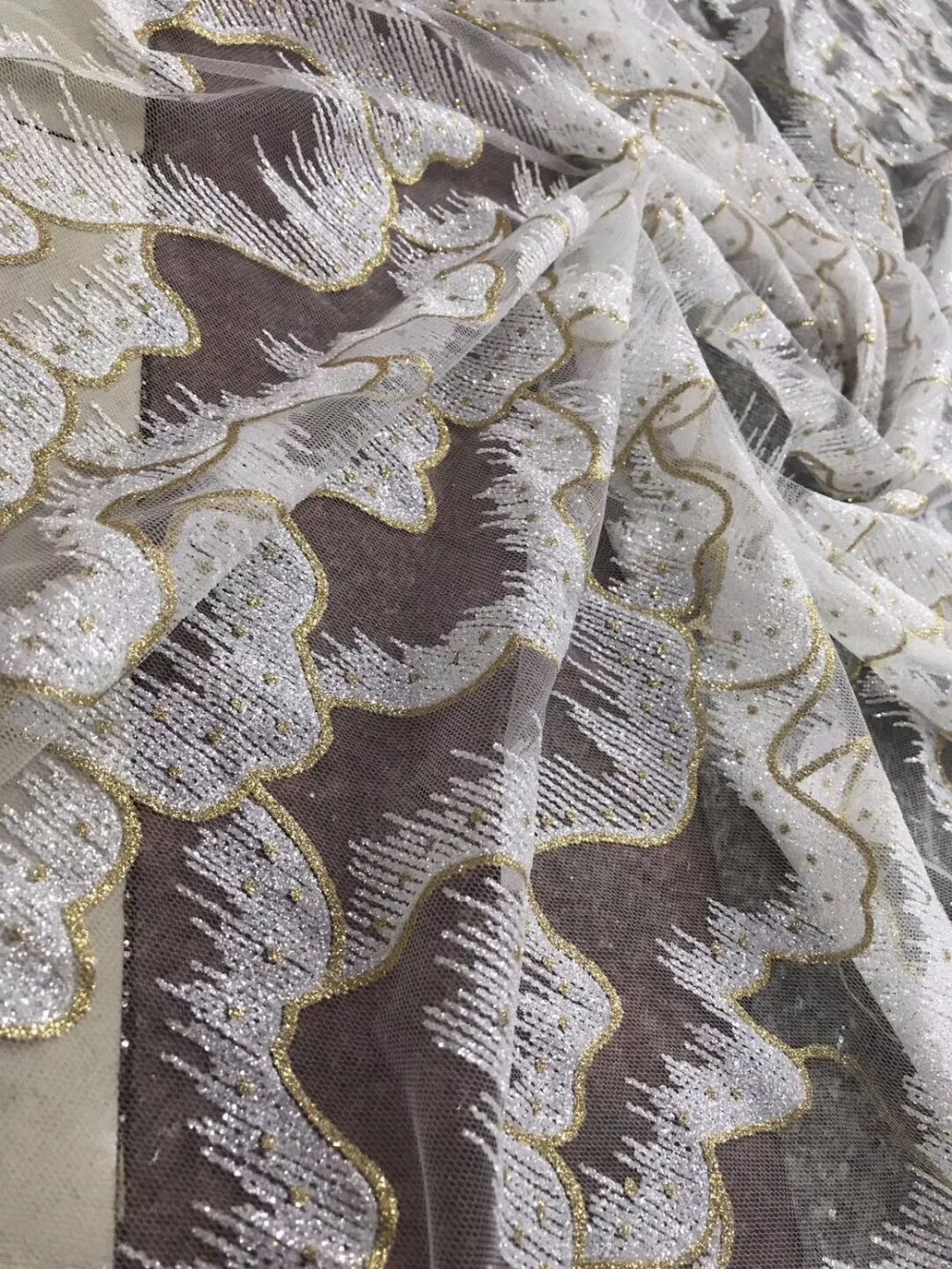 

shinning GLUED glitter S-10296 unique embroidery French tulle lace fabric