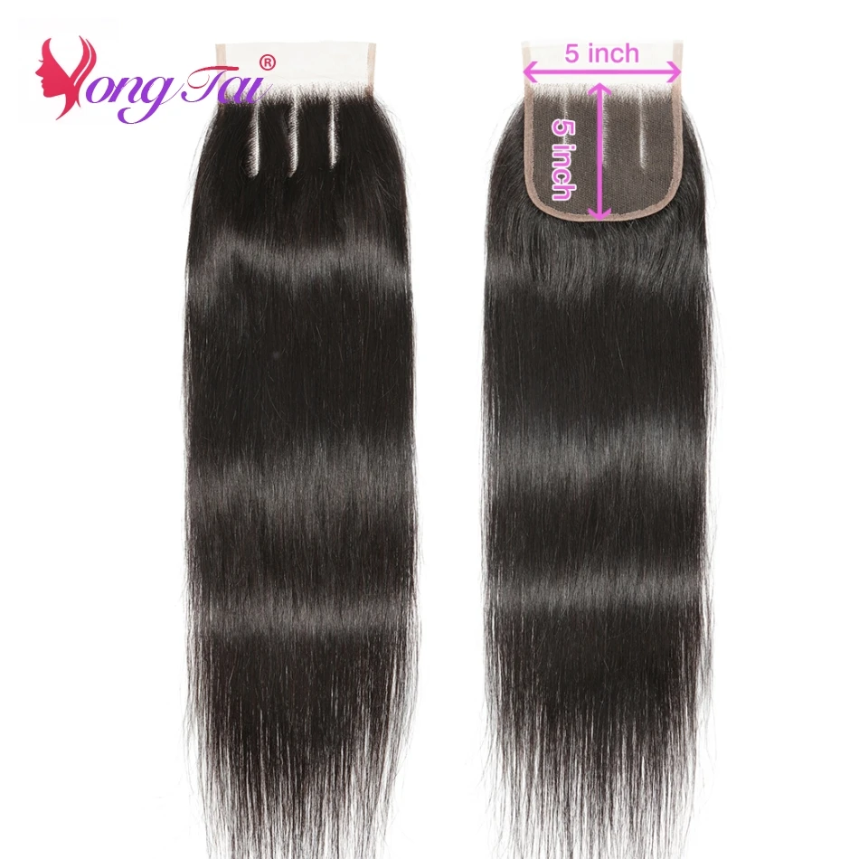 5X5 Vetersluiting Braziliaanse Rechte 100% Human Hair Sluiting Met Zwitserse Kant Sluiting Niet Remy Natuurlijke Kleur Yuyongtai Haar