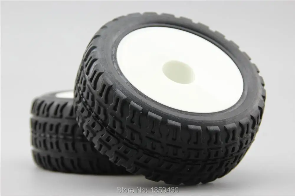 4pcs 1/10 Buggy Off Road Tire Tyre Front&Rear Dish White Wheel Rim Fit for 1:10 4WD Buggy Car 1/10 Tire 25024+27009