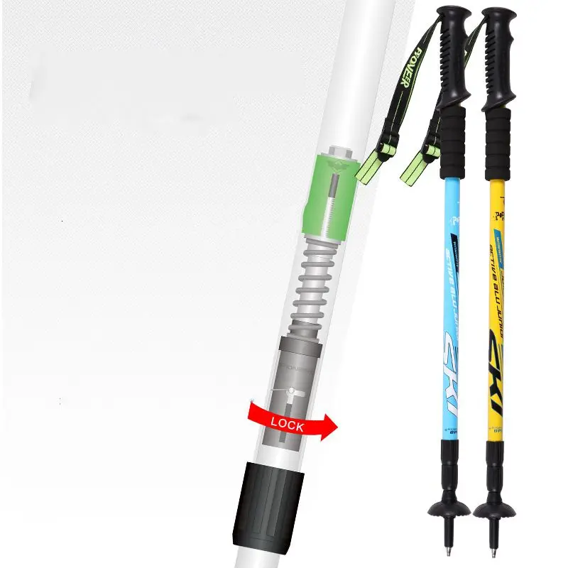 PIOMEER 야외 여행 캠핑 하이킹 등산 워킹 스틱 6061 알루미늄 AlloyAlpenstock 스키 트레킹 폴 1pc