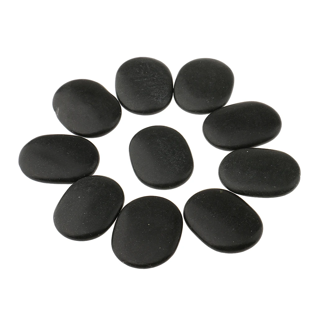 

10pcs/ lot Spa Hot Rocks Relaxing Massage Stones for Therapy Pain Relief Natural Basalt Kit -3x4 cm Black