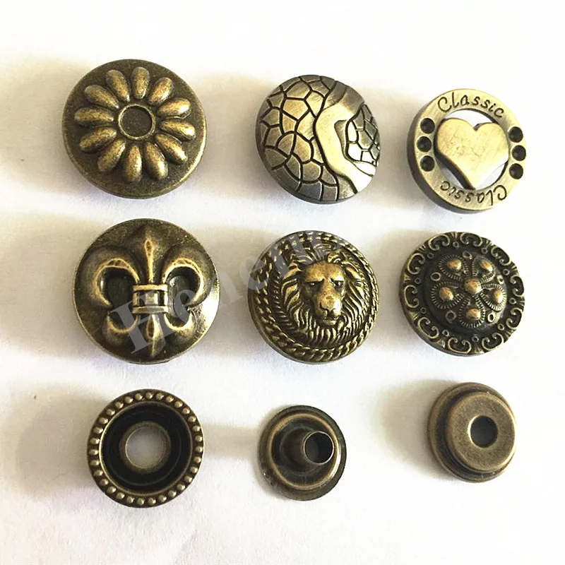 5 Sets/lot 17mm Good Quality 201 Buttons Metal Snap Fastener Press Stud Buttons Poppers Leather for Coats Craft Jeans Button