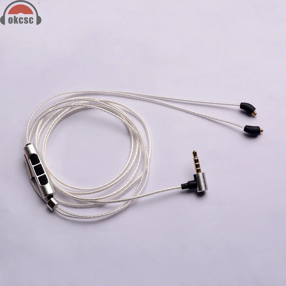 

OKCSC For Beyerdynamic XELENTO MMCX Connector Aftermarket Cable 3.5 Without Mic OCC Single Crystal Silver for IOS and Andriod