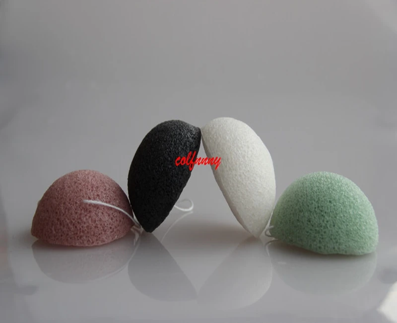 100pcs/lot  Hot Selling Natural Konjac Potato Konnyaku Facial Puff Face Wash Cleansing Sponge Hemisphere & Heart Shape