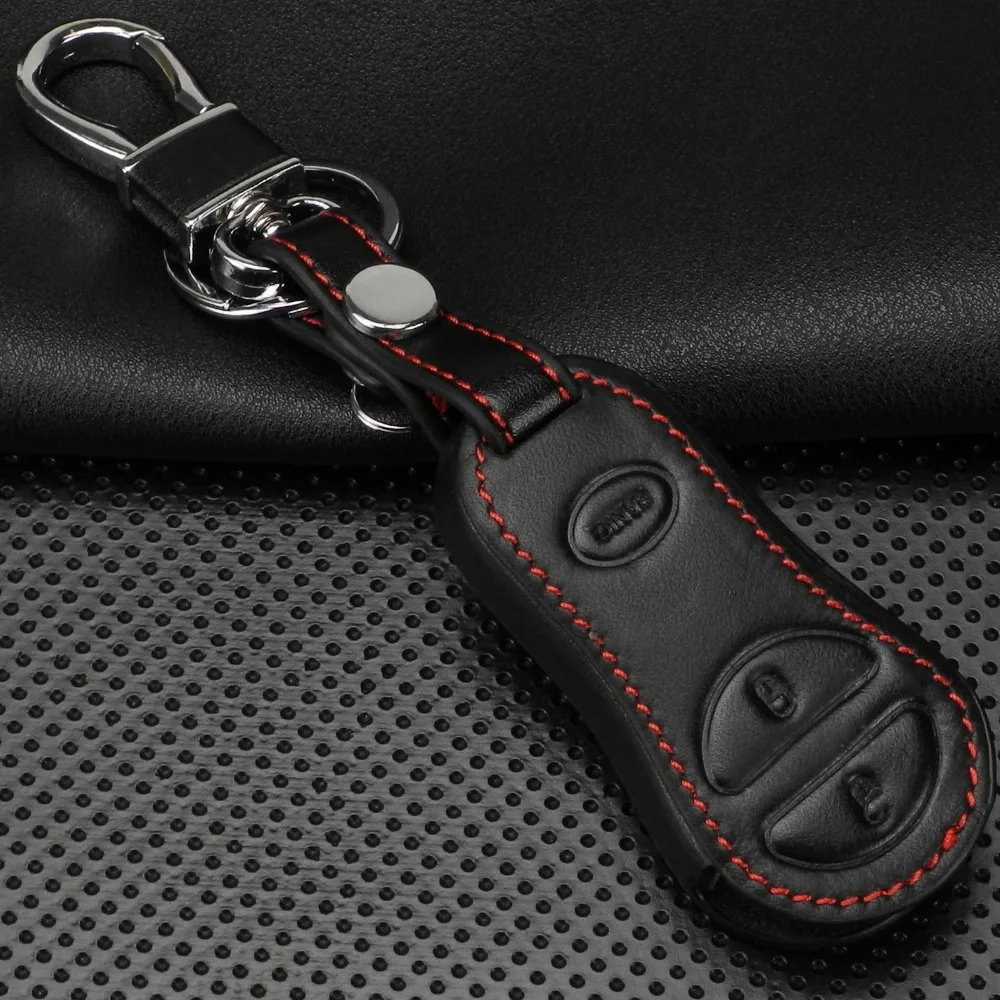 jingyuqin Remote Leather Car Key Case Cover For Chrysler Dodge Jeep Car Cover 3 Buttons Holder