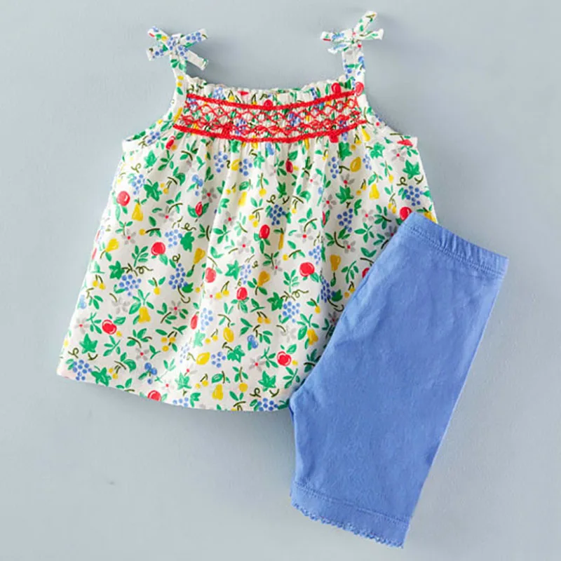 Little Maven Brand GIRLS CLOTHING SET Summer Casual Kids Baby Clothes Vest Flower Decoration 100% Cotton Shorts Children Clothes