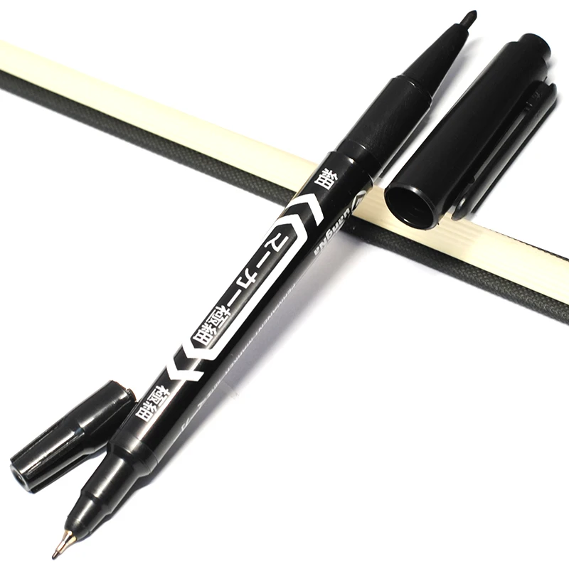 5pcs/lot Wholesale Twin Tip Permanent Marker Pen Fine Point Waterproof Ink Thin Nib Crude Nib Black Ink 0.5mm-2mm Fine Color image 5