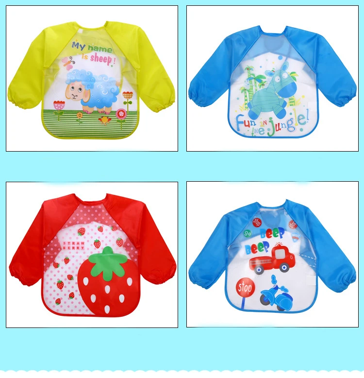 Cute Baby Bibs Waterproof Long Sleeve Apron Children Feeding Smock Bib Burp Clothes Soft Eat Toddler Baberos Bavoir Clothing 19