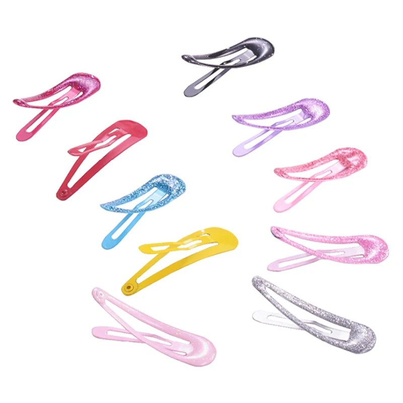 10pcs/lot Fashion Hair Clips Snap Glitter Hairpins Women Hair Barrette Metal Claw Clip Cute Kids Hairgrip Girl Hair Accessories