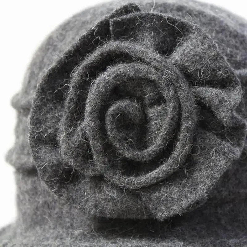 women dome fedora 100% wool hat mom hats for autumn and winter solid floral warm floppy hat Vintage Retro Bowler Fedoras Caps