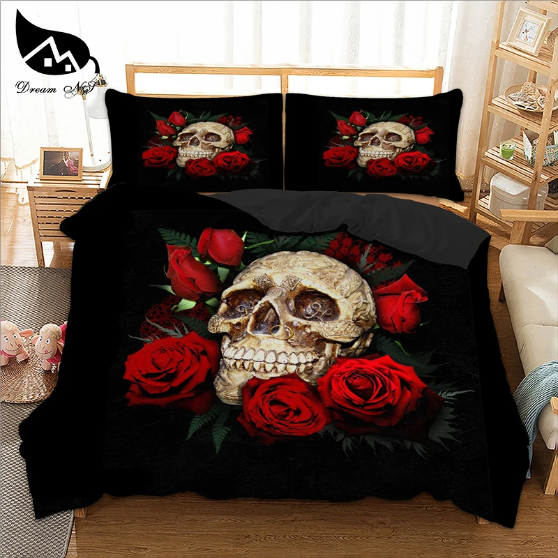 Dream NS 2/3PCS Bedding Set Polyester Fiber Cotton Reactive Printing 3D Printed Nose Ring Skull Household Items Comfortable