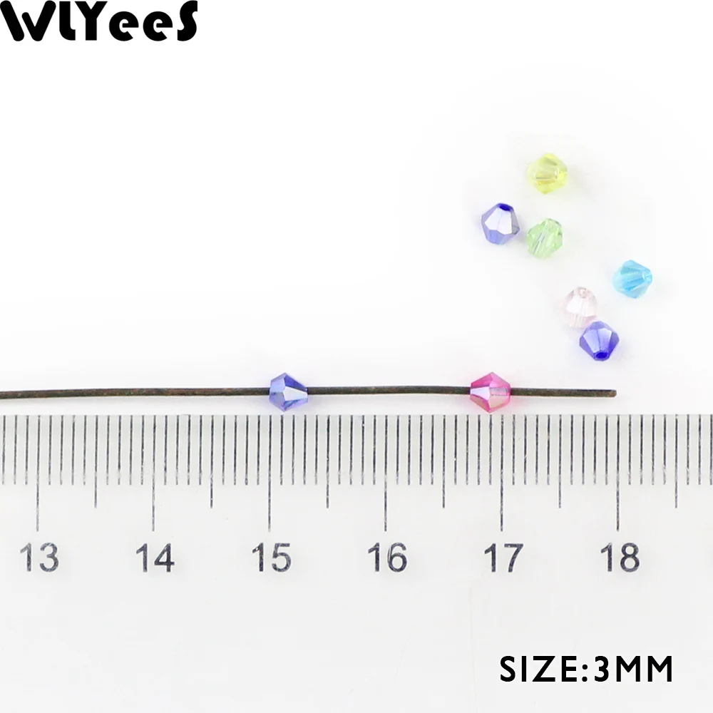 WLYeeS 3 millimetri 200pcs Austriaco di Doppio Cono cristalli perline FAI DA TE Accessori Della Collana Dei Monili Che Fanno Multicolore di Vetro