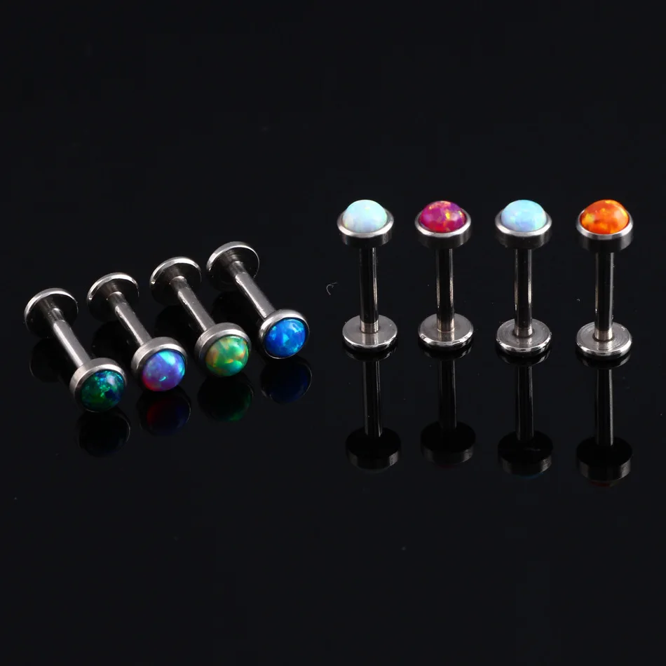 16G 6mm 316L Surgical Steel Opal Labret Lip Stud Rings Sexy Stone Style Lip Stud Fashion Earrings Monroe Piercing Body Jewelry