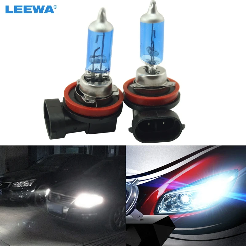 LEEWA 2pcs White H11 55W/100W Car FogLights HalogenBulb Headlights Lamp Car Light Source Parking Car Headlight Bulbs #CA2241