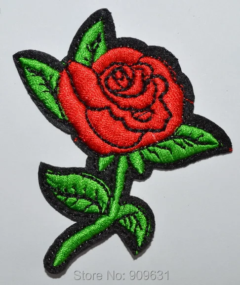 

New ! Good Quality ! Red roses flower Green Leaves Leaf floral bouquet retro boho applique iron on patch