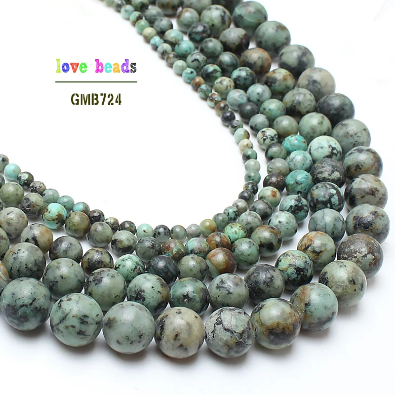 Natural Stone Beads African Turquoises Round Loose Beads for Jewelry Making DIY Bracelet 15\'\' Pick Size 4 6 8 10 12mm Wholesale