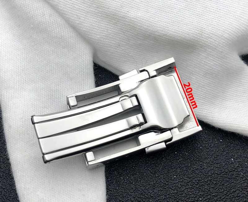 PCAVO Thick Stainess Steel Buckle for Breitling Watchband 20*20mm Polishing Double Click Clasp Men Watch strap