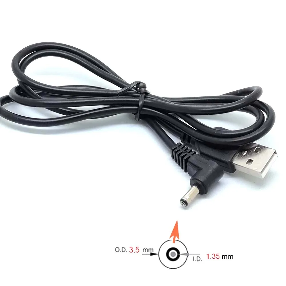 90 kąt USB do komputera męski na 5V DC 3.5mm x 1.35mm beczka złącze zasilania adapter kablowy