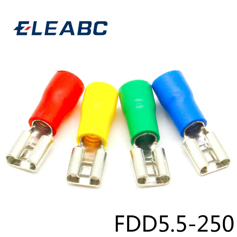 

FDD5.5-250 Female Insulated Electrical Crimp Terminal for 12-10 AWG Connectors Cable Wire Connector 100PCS/Pack FDD5.5-250 FDD