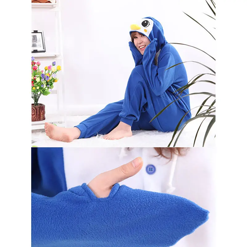 EIGHT UP Blue Penguin Onesies Unisex Adult Pajamas Kigurumi Cosplay Costumes Animal Onesie Sleepwear Jumpsuit For Male Famale