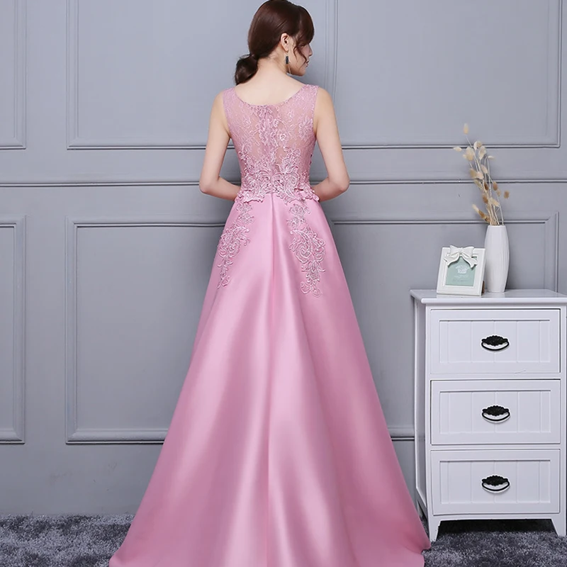 DongCMY Formal Asymmetrical Prom Dresses Vestido Lace Satin Flowers Sequined Elegant Party Gowns